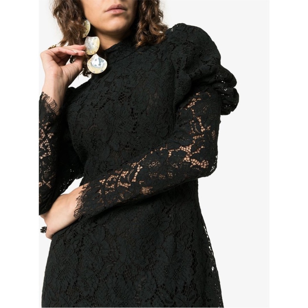 Ganni Everdale Romantic Black Lace Mini Dress Size 36 USA 4 (S) - Picture 6 of 17